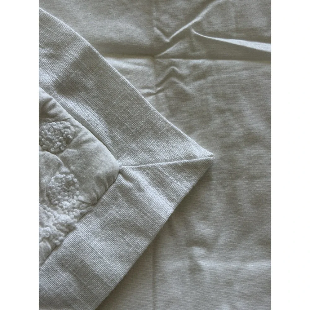 Pottery Barn Candlestick Sham 1 White Embroidered Cotton Standard With Flange